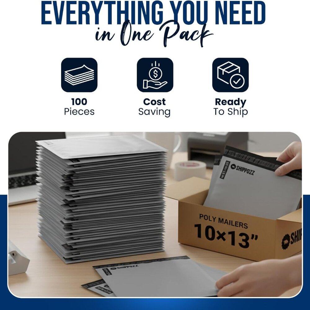 100 Durable Waterproof Polymailers 10x13 Poly Mailers Self Seal for Clothes Book - Picture 5 of 5